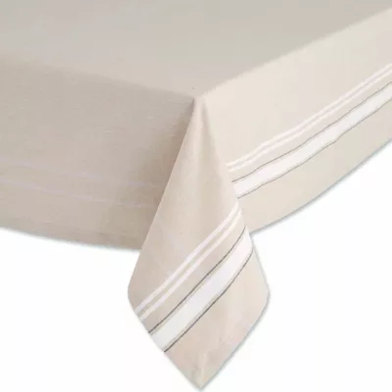 Design Imports White French Stripe Tablecloth