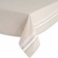 Design Imports White French Stripe Tablecloth