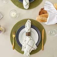 Design Imports White French Stripe Tablecloth