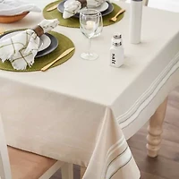 Design Imports White French Stripe Tablecloth