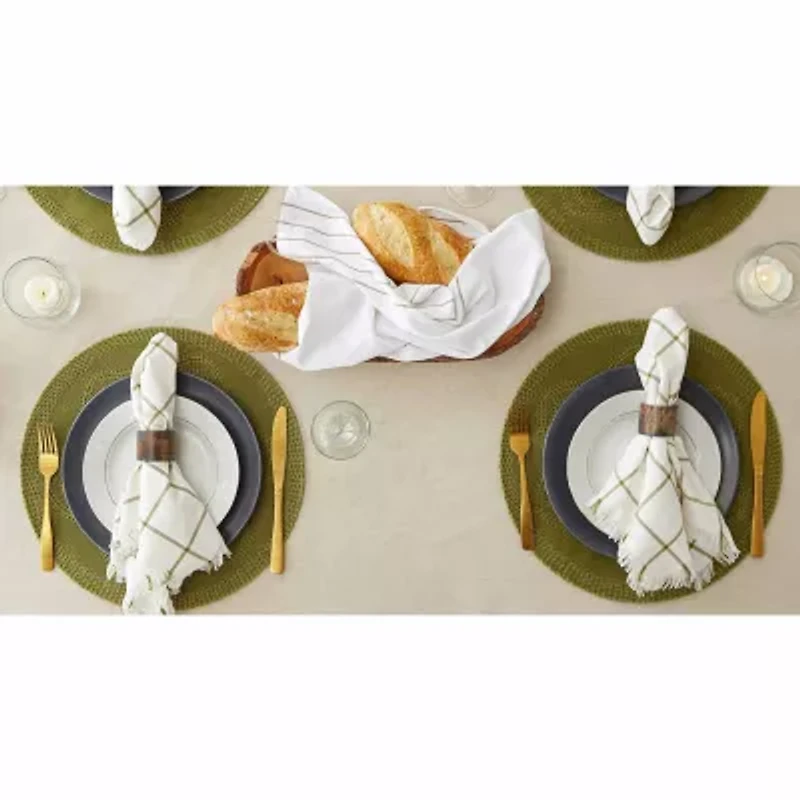 Design Imports White French Stripe Tablecloth