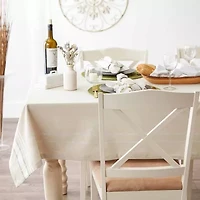 Design Imports White French Stripe Tablecloth