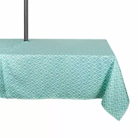Design Imports Aqua Diamond Outdoor  With Zipper Tablecloth