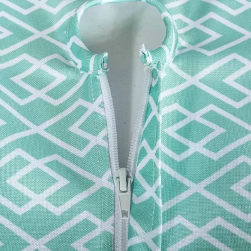 Design Imports Aqua Diamond Outdoor  With Zipper Tablecloth
