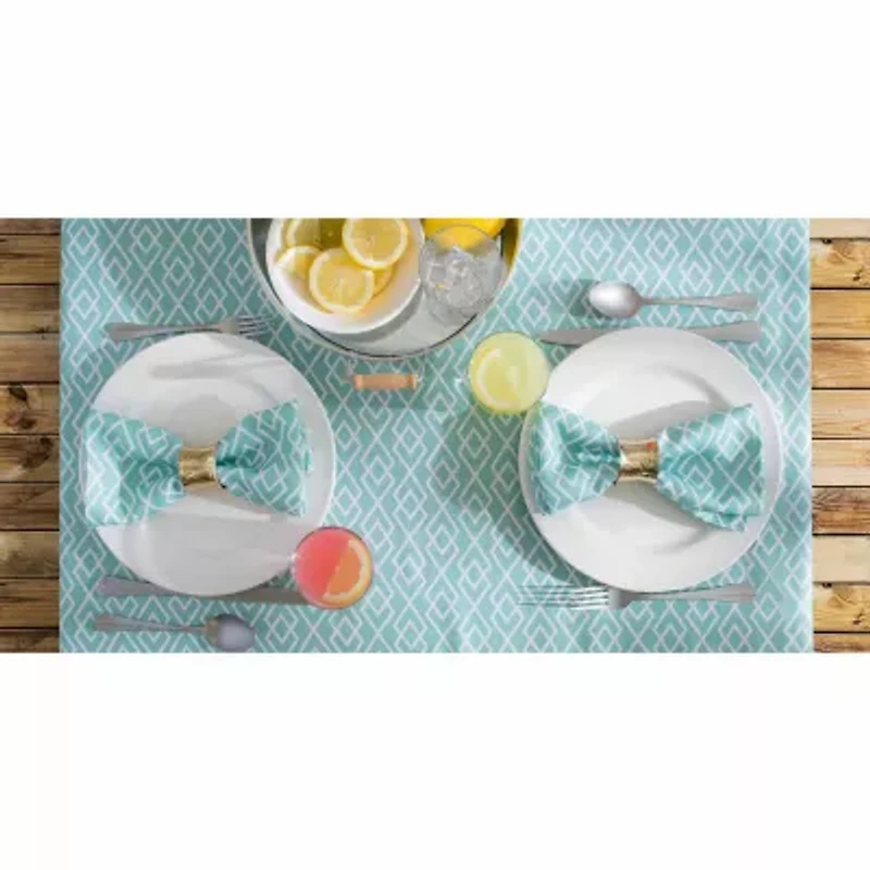 Design Imports Aqua Diamond Outdoor  With Zipper Tablecloth