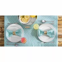 Design Imports Aqua Diamond Outdoor  With Zipper Tablecloth