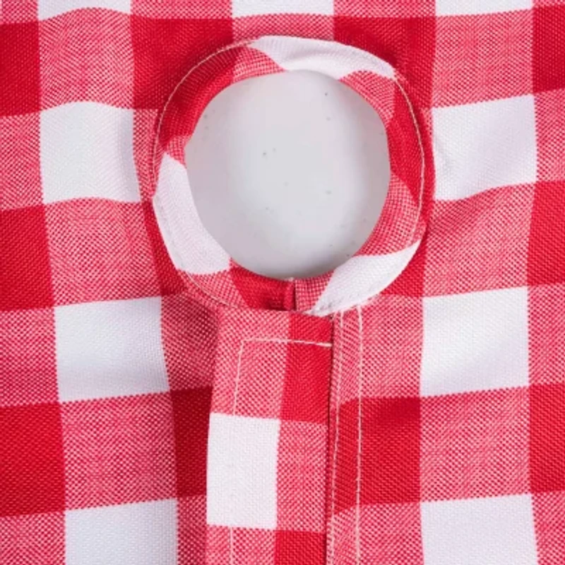 Design Imports Tango Red Check Round Outdoor With Zipper Tablecloths