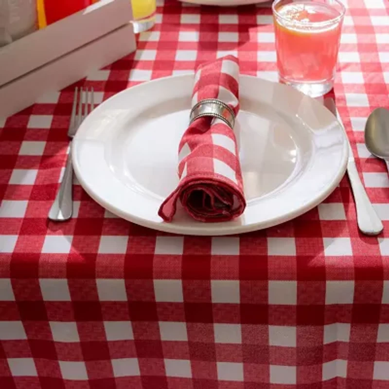 Design Imports Tango Red Check Outdoor  With Zipper Tablecloth