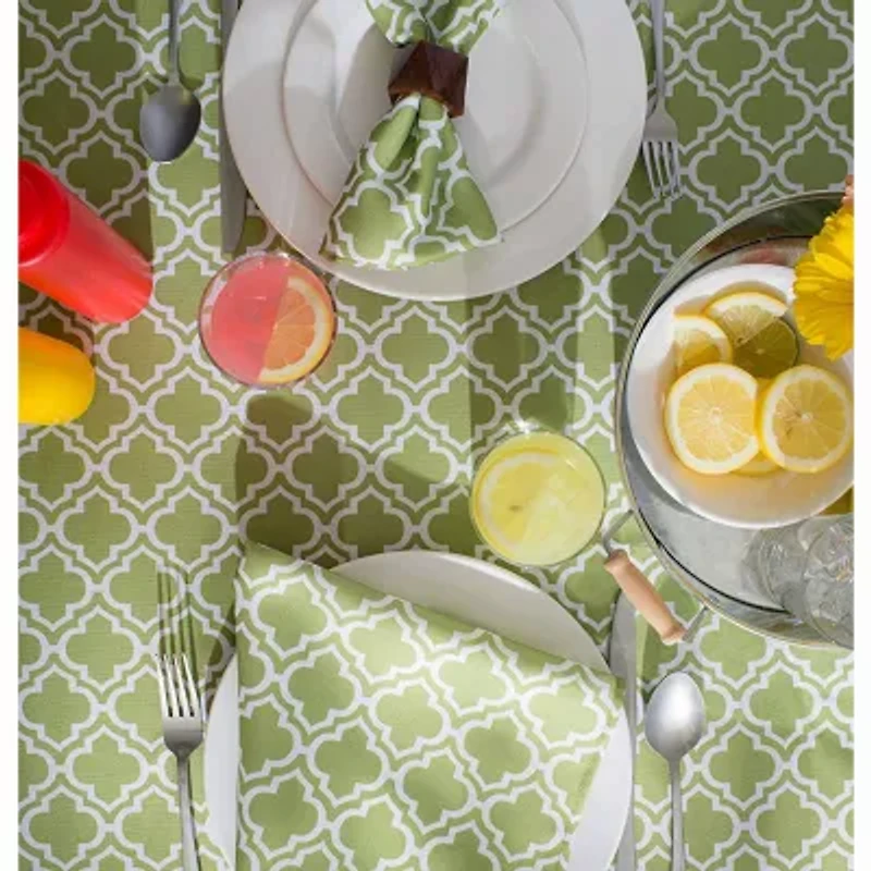 Design Imports Green Lattice Outdoor Tablecloth