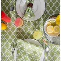 Design Imports Green Lattice Outdoor Tablecloth
