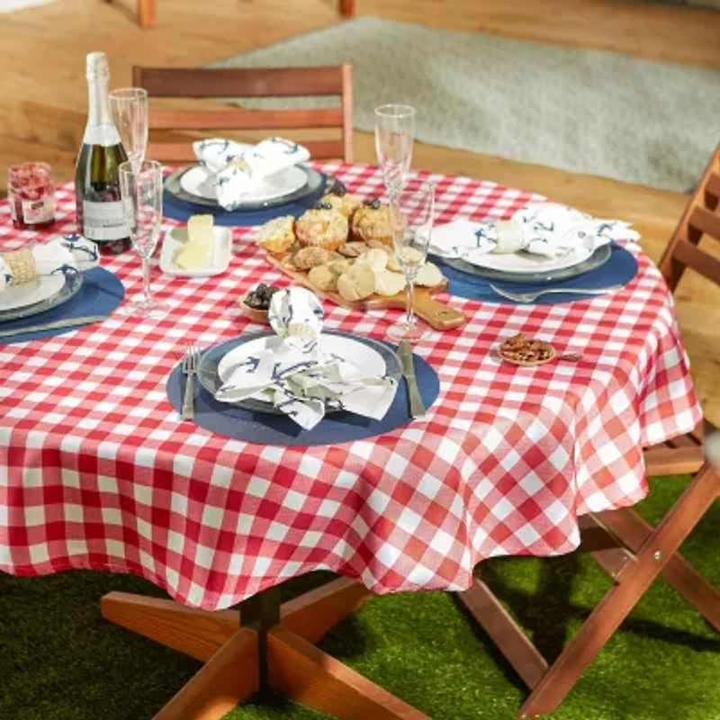 Design Imports Tango Red Check Outdoor Tablecloth