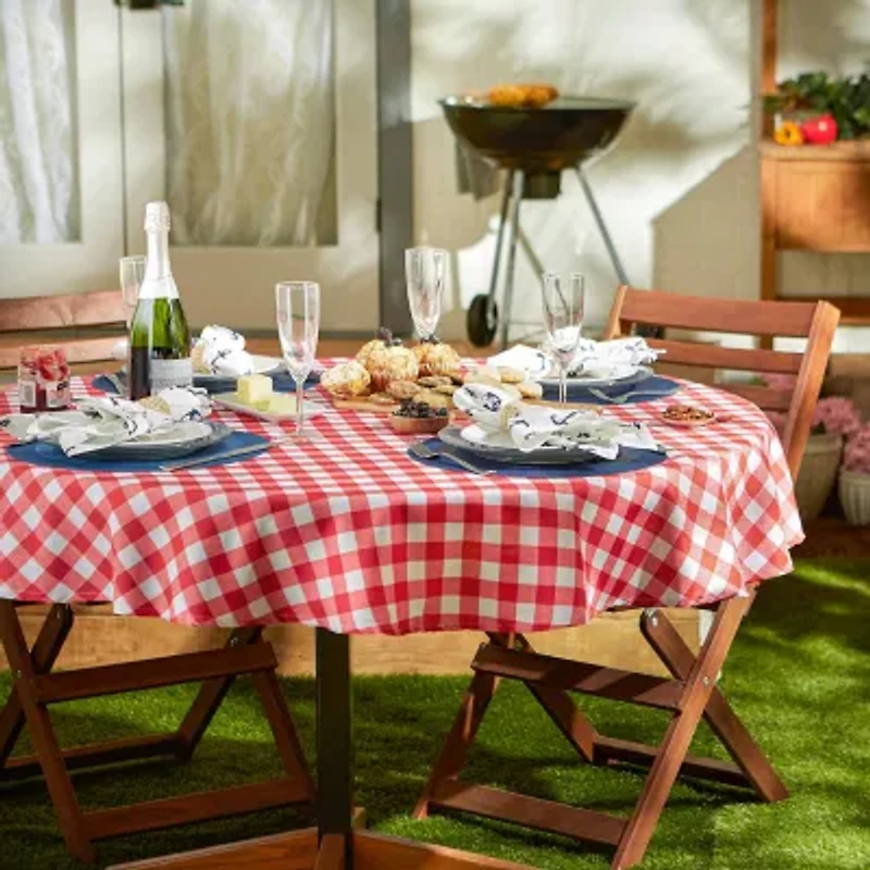Design Imports Tango Red Check Outdoor Tablecloth