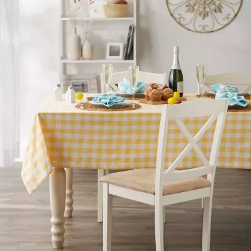 Design Imports Yellow/White Checkers Tablecloth