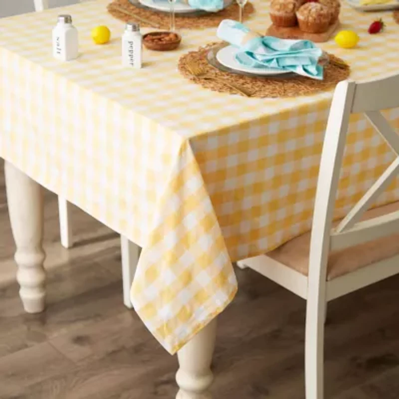 Design Imports Yellow/White Checkers Tablecloth