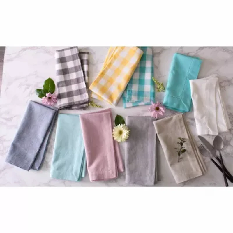 Design Imports Blue Solid Chambray Tablecloth