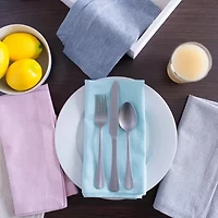 Design Imports Blue Solid Chambray Tablecloth