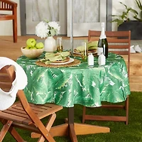 Design Imports Banana Leaf Round Outdoor With Zipper Tablecloth