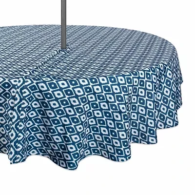 Design Imports Blue Ikat Outdoor  With Zipper Tablecloth