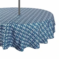 Design Imports Blue Ikat Outdoor  With Zipper Tablecloth