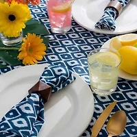 Design Imports Blue Ikat Outdoor Tablecloth
