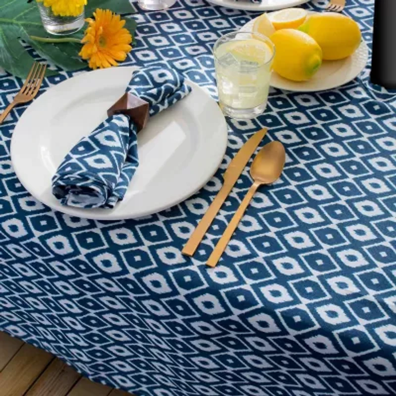 Design Imports Blue Ikat Outdoor Tablecloth