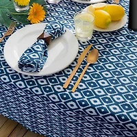 Design Imports Blue Ikat Outdoor Tablecloth