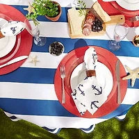 Design Imports Nautical Blue Cabana Stripe Outdoor Tablecloth
