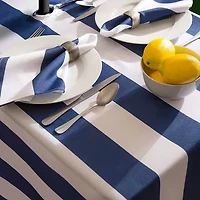Design Imports Nautical Blue Cabana Stripe Outdoor  With Zipper Tablecloth