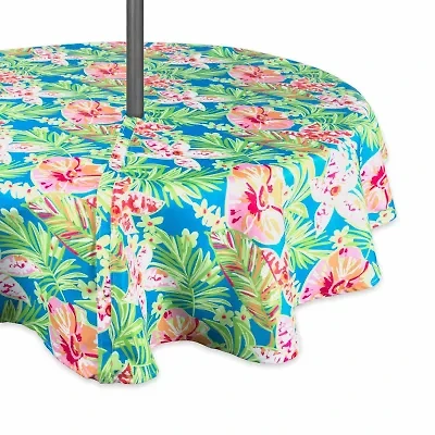 Design Imports Summer Floral Outdoor  With Zipper Tablecloth