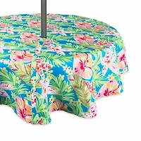Design Imports Summer Floral Outdoor  With Zipper Tablecloth
