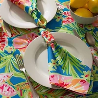 Design Imports Summer Floral Outdoor  With Zipper Tablecloth