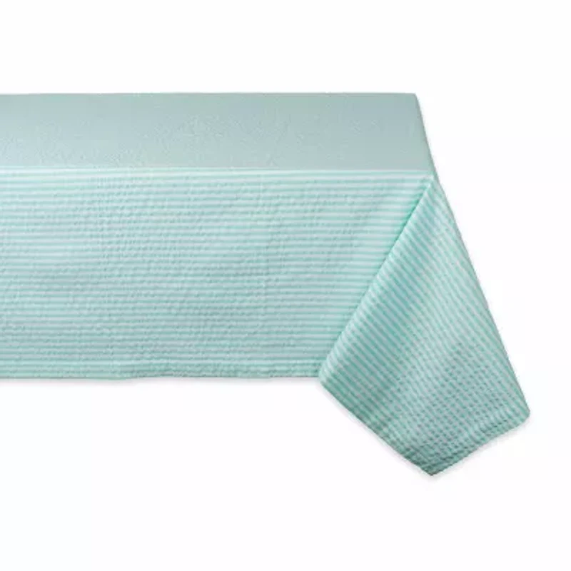 Design Imports Aqua Seersucker Tablecloth