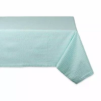Design Imports Aqua Seersucker Tablecloth