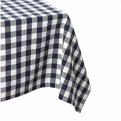 Design Imports Navy/Off-White Checkers Tablecloth
