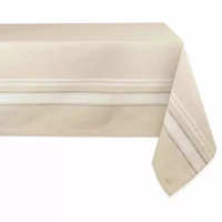 Design Imports White French Stripe Tablecloth