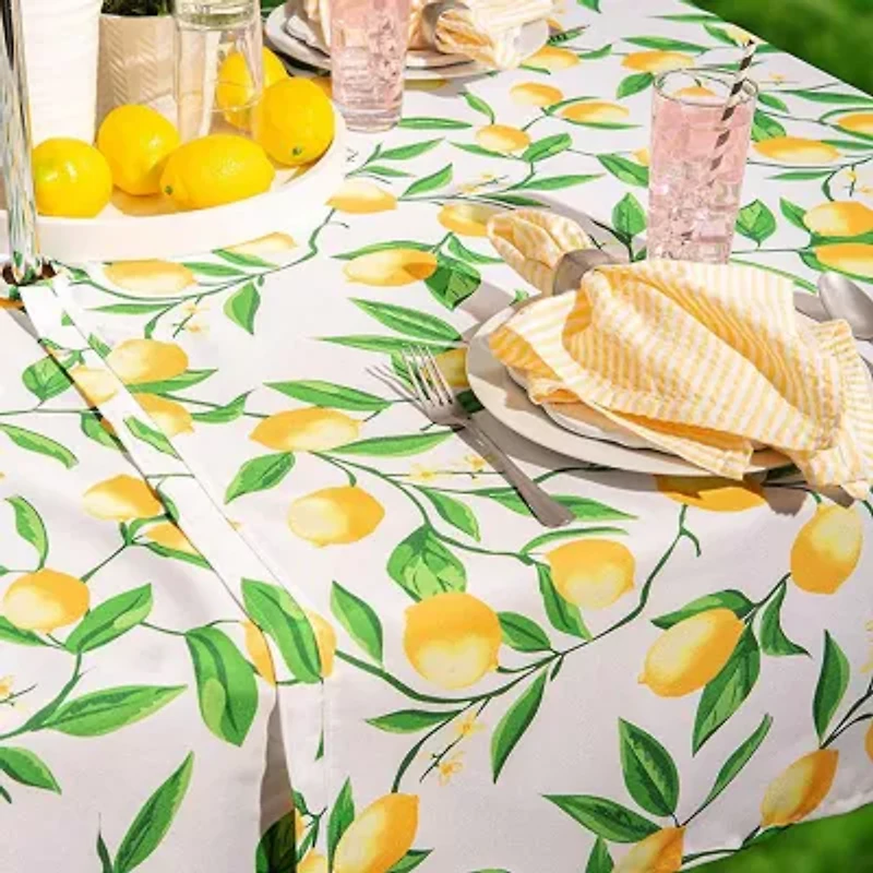 Design Imports Lemon Bliss Print Outdoor  With Zipper Tablecloth