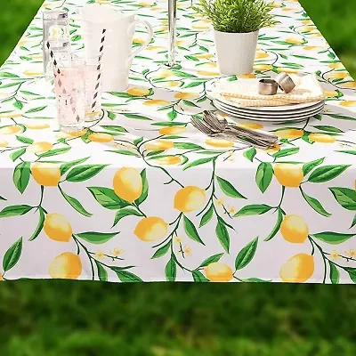 Design Imports Lemon Bliss Print Outdoor  With Zipper Tablecloth