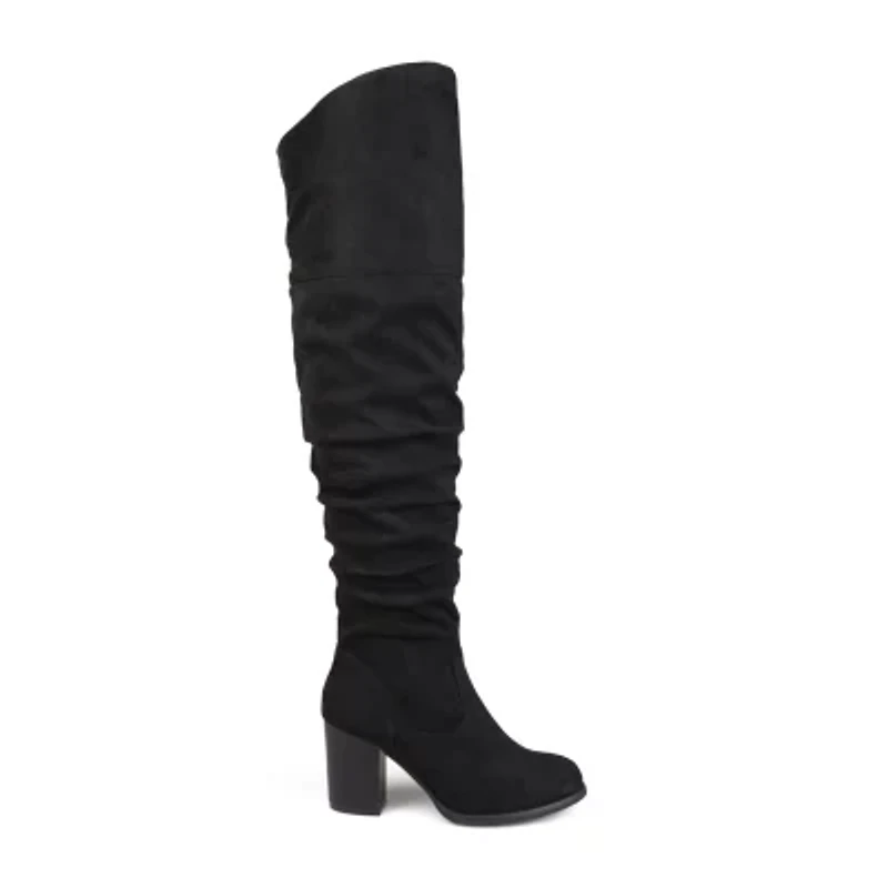 Journee Collection Womens Kaison Wide Calf Stacked Heel Over the Knee Boots