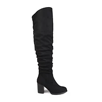 Journee Collection Womens Kaison Wide Calf Stacked Heel Over the Knee Boots
