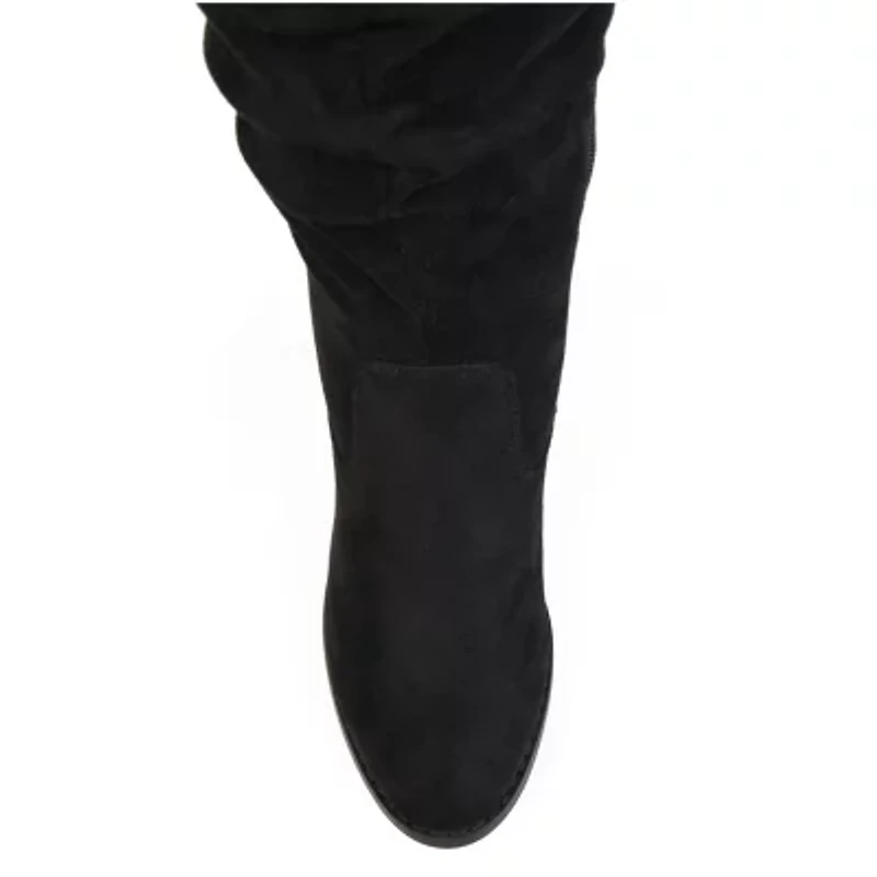 Journee Collection Womens Kaison Wide Calf Stacked Heel Over the Knee Boots