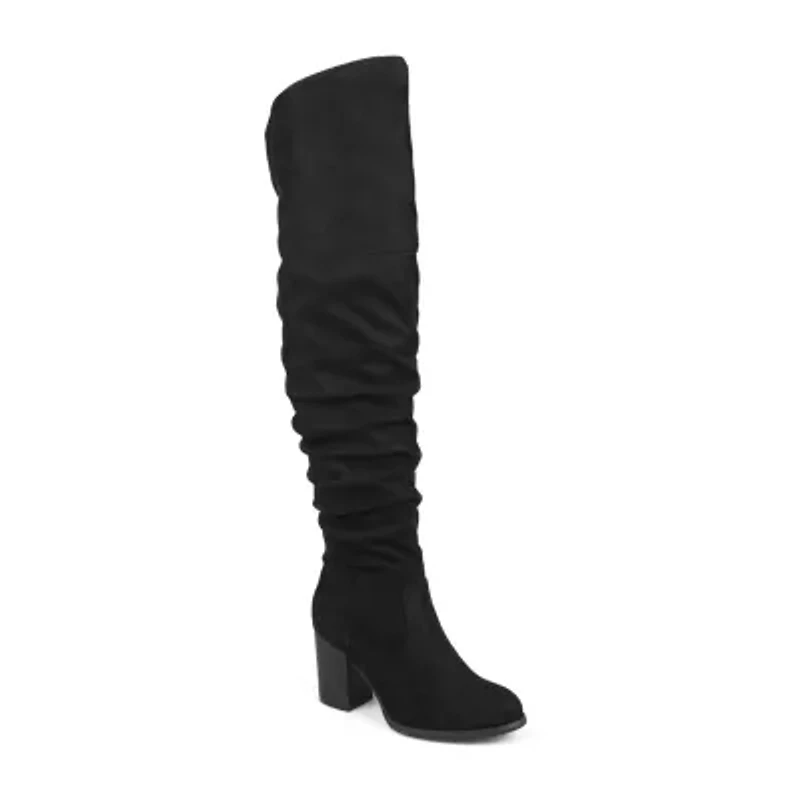 Journee Collection Womens Kaison Stacked Heel Over the Knee Boots