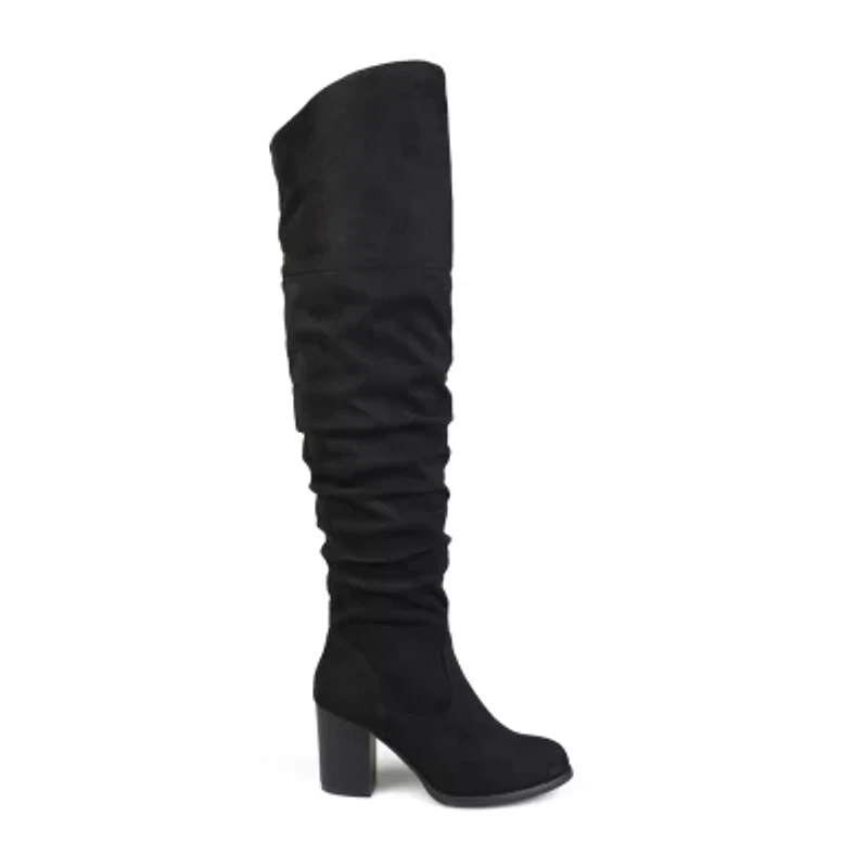 Journee Collection Womens Kaison Stacked Heel Over the Knee Boots