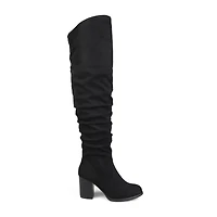 Journee Collection Womens Kaison Wide Calf Stacked Heel Over the Knee Boots