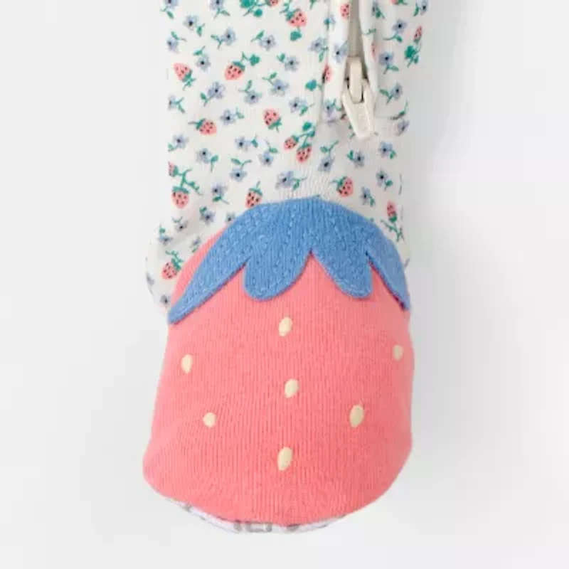 Carter's Baby Girls Footed Round Neck Long Sleeve One Piece Pajama