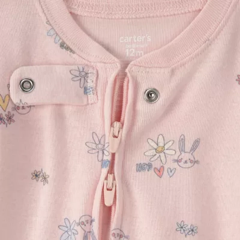 Carter's Baby Girls Footed Round Neck Long Sleeve One Piece Pajama