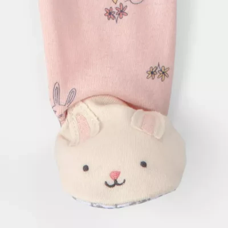 Carter's Baby Girls Footed Round Neck Long Sleeve One Piece Pajama