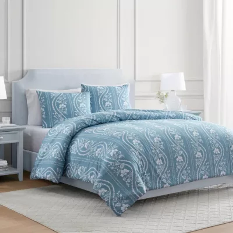 Martha Stewart Sophia Stripe Easy Care Duvet Cover Set