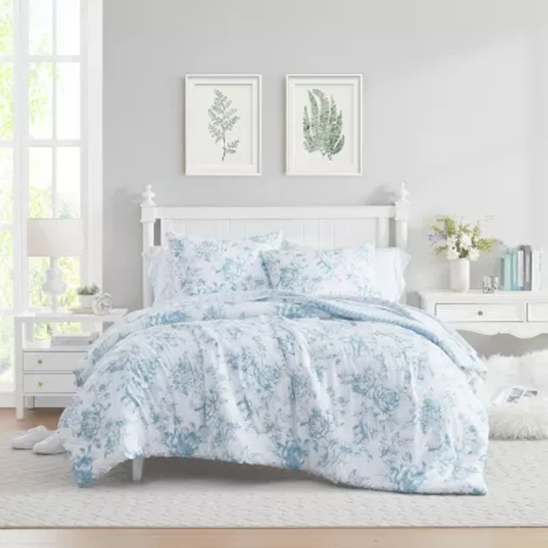 Laura Ashley Delphine Queen 3-pc. Easy Care Comforter Set