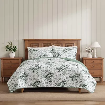 Laura Ashley Toile Delight Easy Care Quilt Set