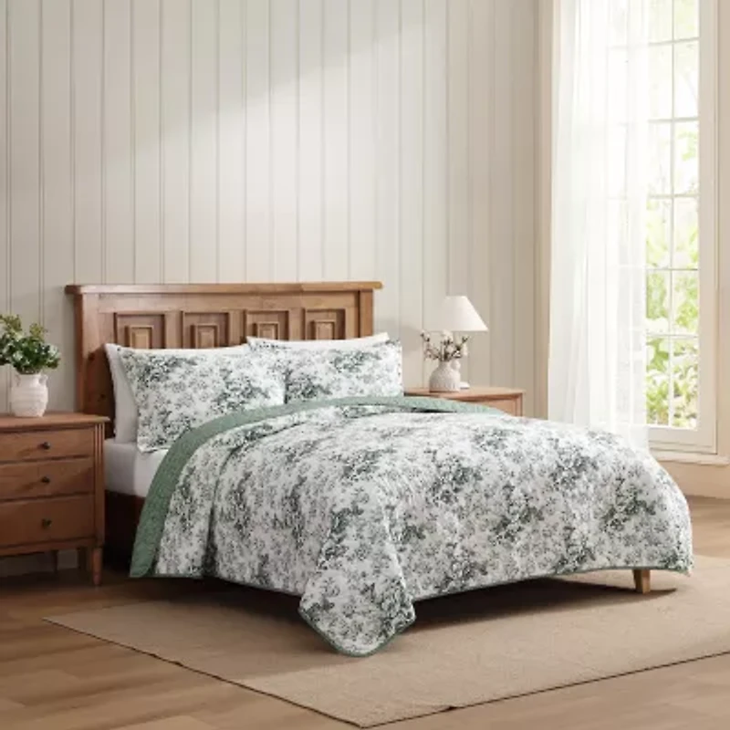 Laura Ashley Toile Delight Easy Care Quilt Set